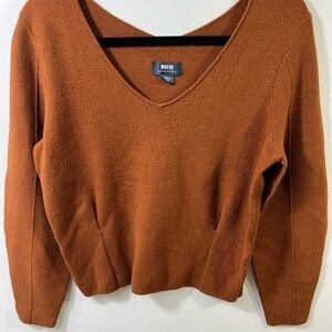 Maeve Pintuck Pleat Women's V-Neck Knit Sweater